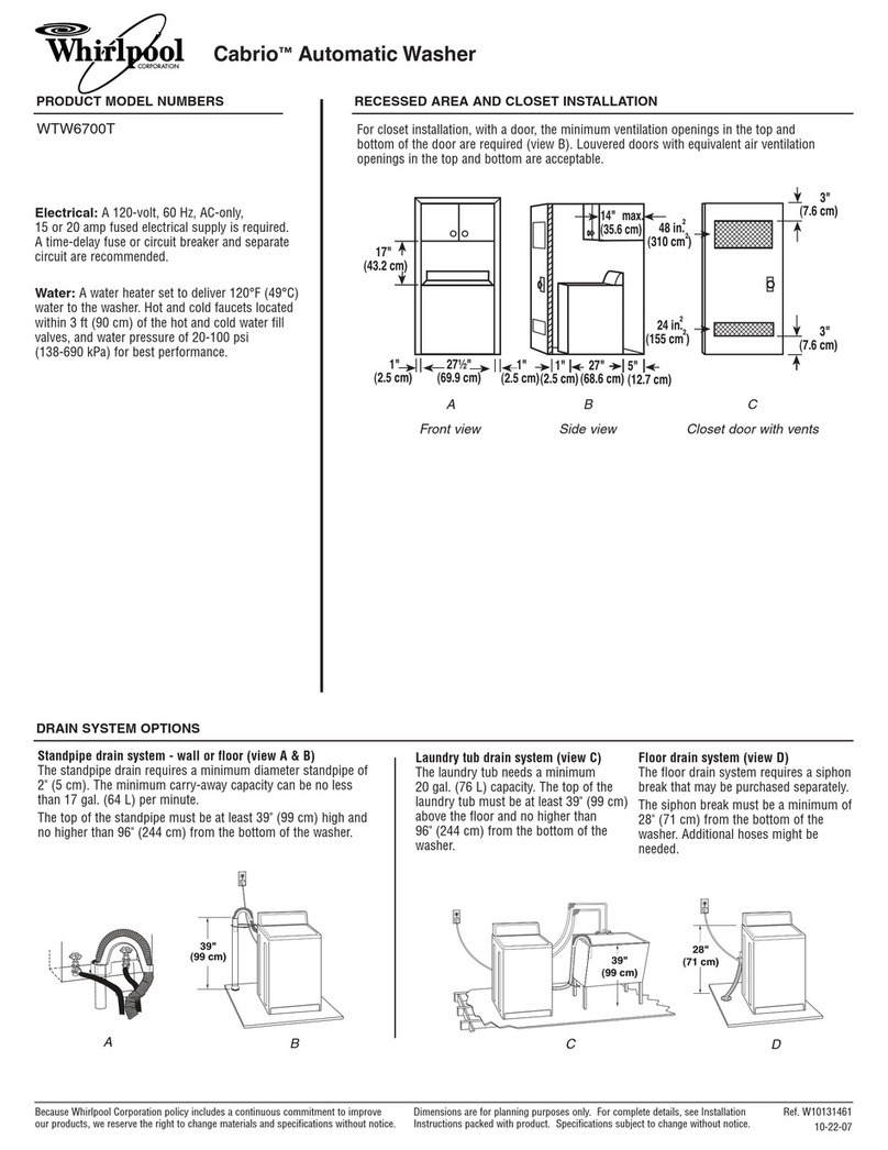 Whirlpool Cabrio WTW6700T Service manual