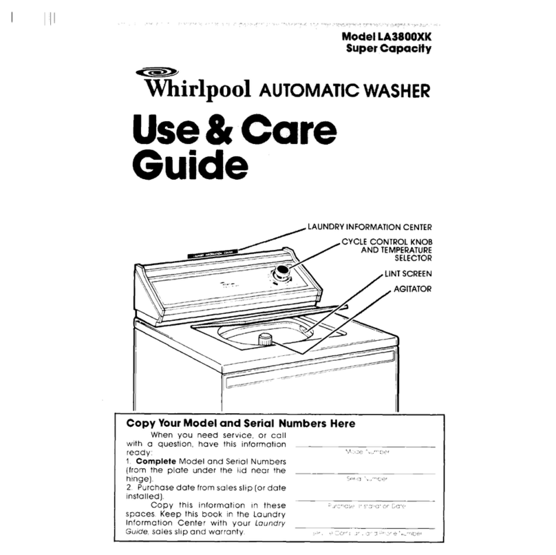 Whirlpool LA38OOXK Use and care guide