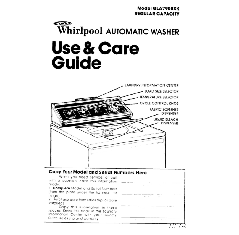 Whirlpool GLA7900XK Use and care guide