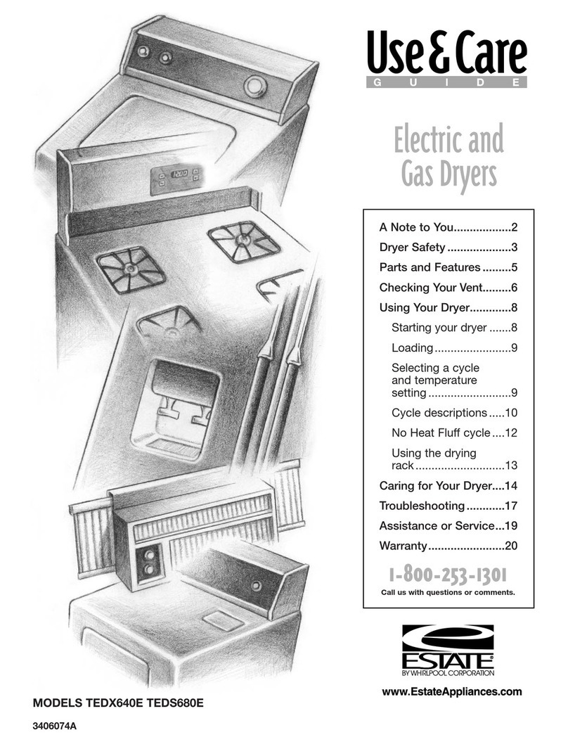 Whirlpool TEDS680E Cycle descriptions