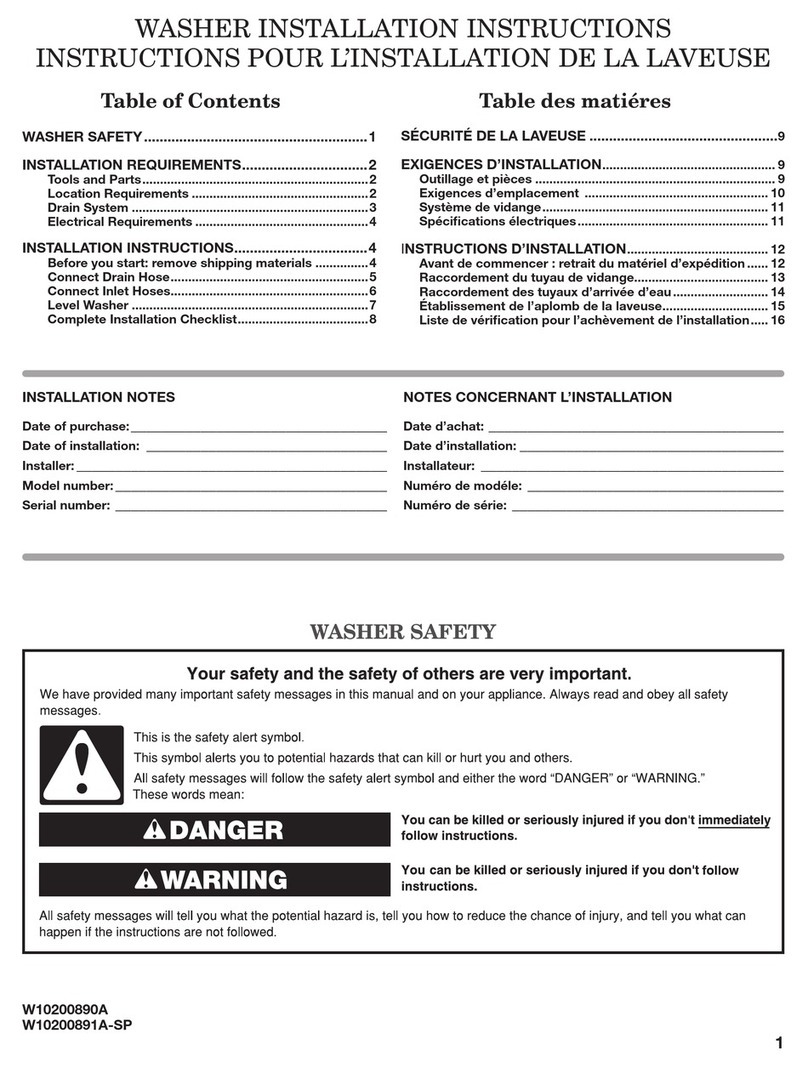 Whirlpool NTW5100TQ installation instructions