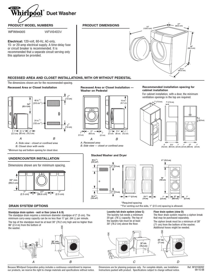 Whirlpool WFW9400SZ - Metallic Water Drop R Duet HTR Ultra... Installation information