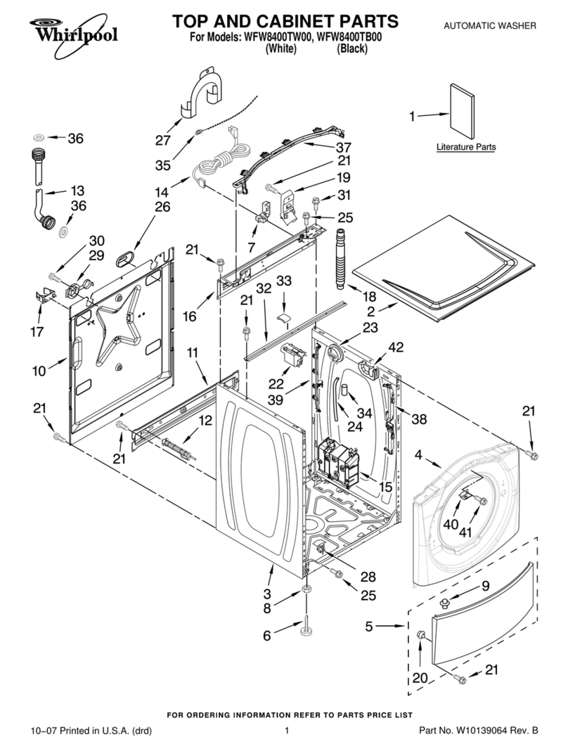 Whirlpool WFW8400TB00 cabinet parts