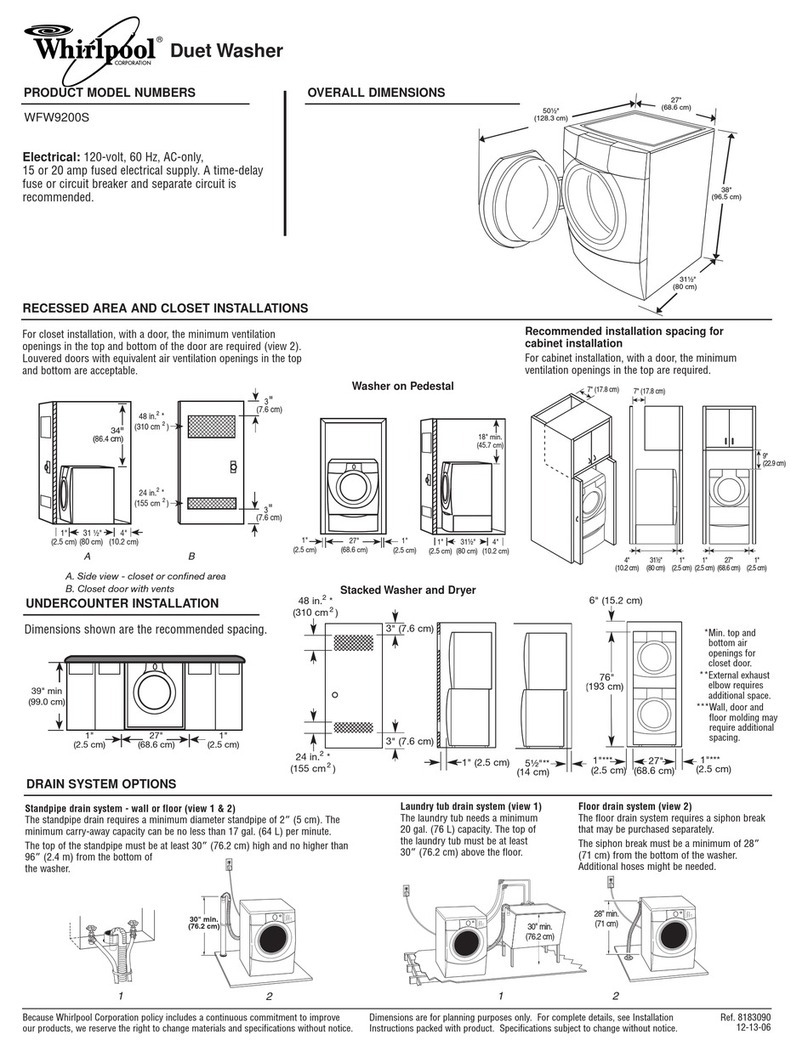 Whirlpool Duet WFW9200S Installation information