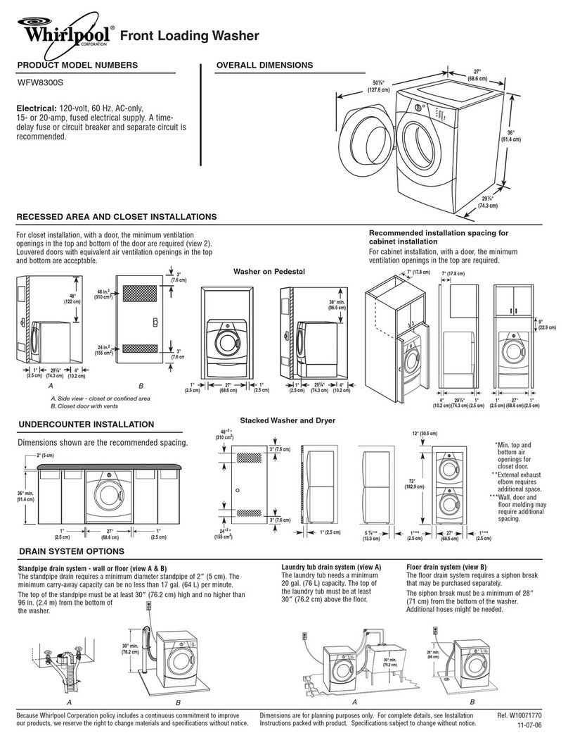Whirlpool WFW8300S Installation information