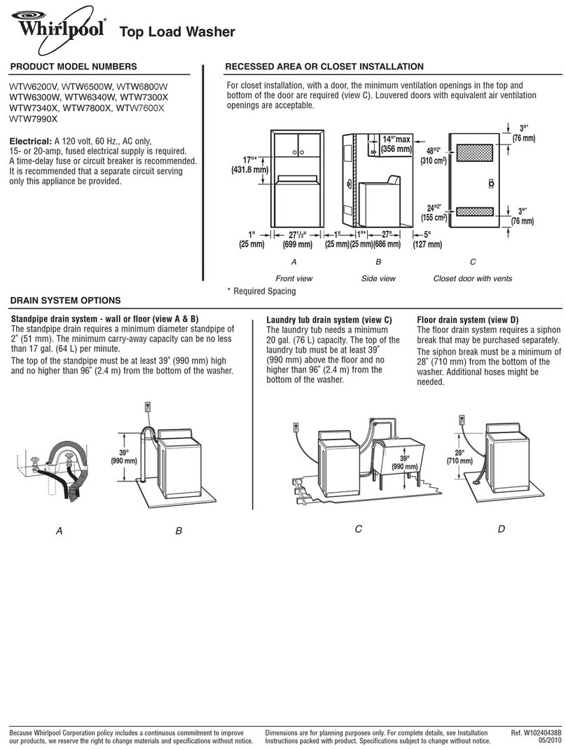 Whirlpool Cabrio WTW6500WW Installation information