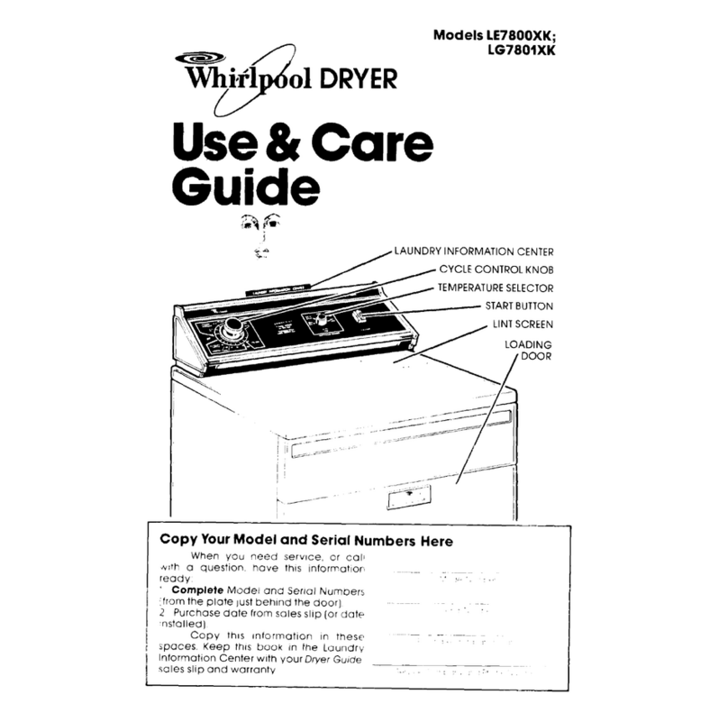 Whirlpool LE7800XK Use and care guide
