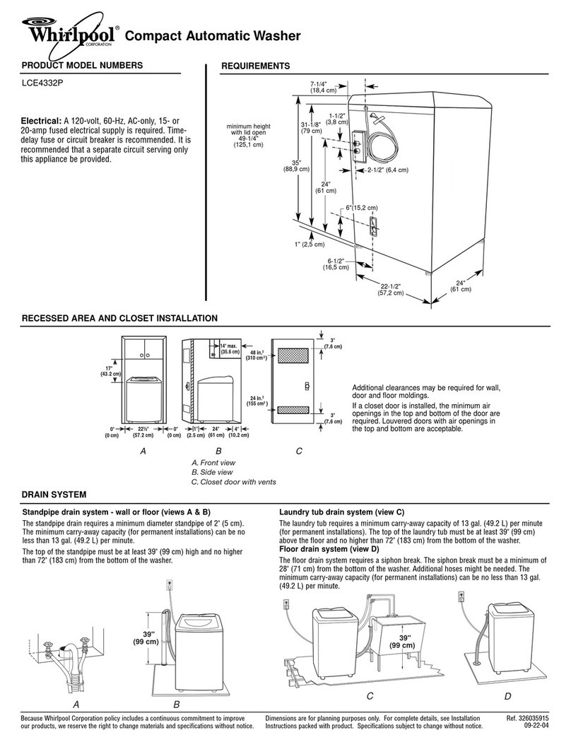 Whirlpool LCE4332P Dimension Guide