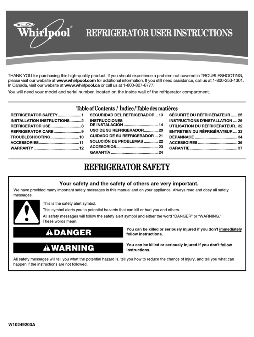 Whirlpool W9TXNMFWB - Top Freezer Refrigerator User manual Whirlpool W9TXNMFWB - Top Freezer Refrigerator User manual
