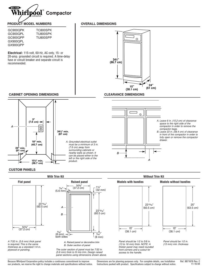 Whirlpool  GX900QPPB Dimension Guide