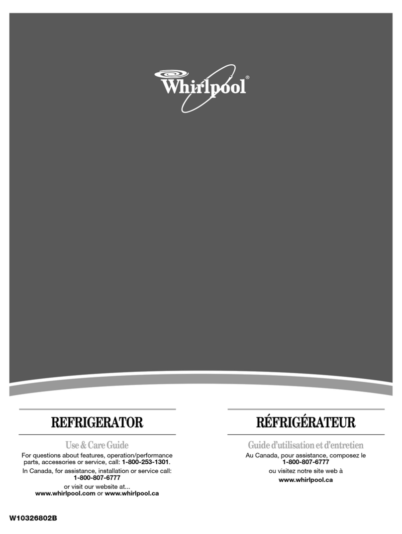Whirlpool REFRIGERATOR W10326802B Use and care guide