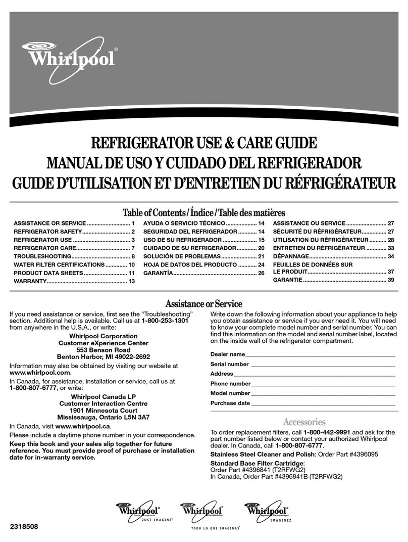 Whirlpool REFRIGERATOR Use & care guide