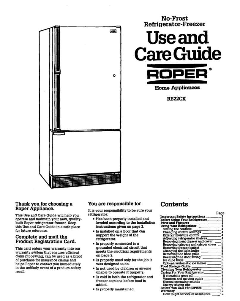 Whirlpool RB22CK Use and care guide