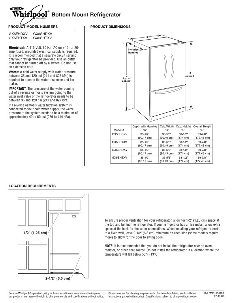 Whirlpool GX5FHDXV Product dimensions