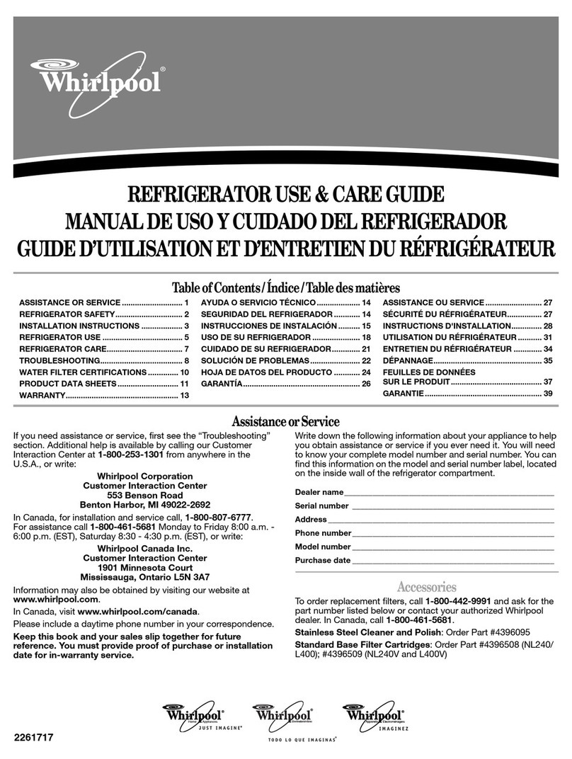 Whirlpool GS5SHAXNT Use & care guide