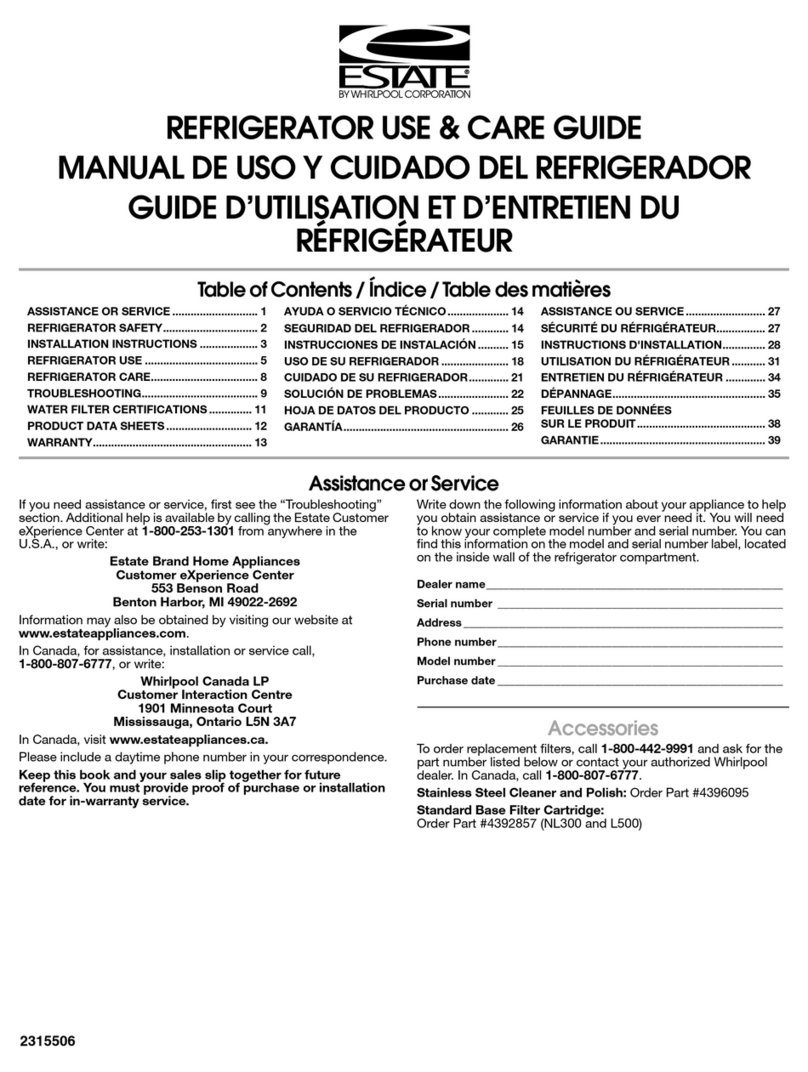Whirlpool TS22AGXNQ00 Refrigerator use & care guide
