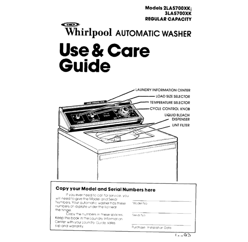 Whirlpool 2LA5700XK Use and care guide