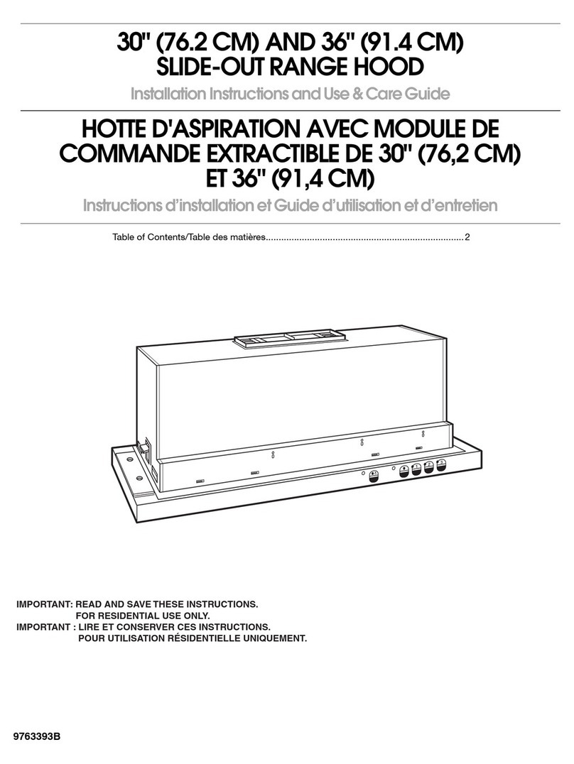 Whirlpool Slide-Out Range Hood Installation and use guide