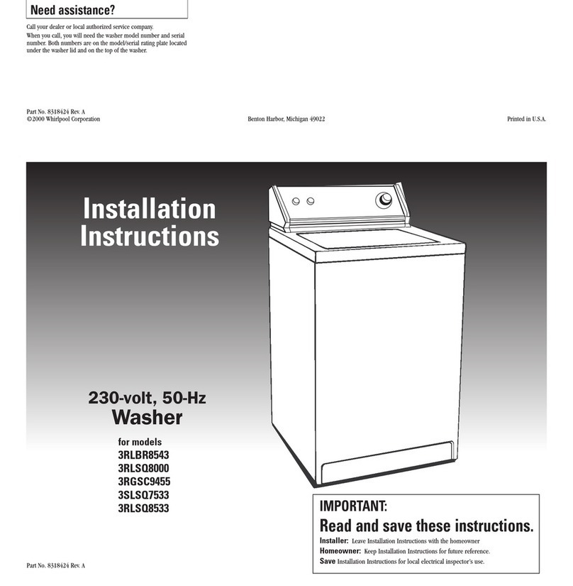 Whirlpool 3RLSQ8000 installation instructions