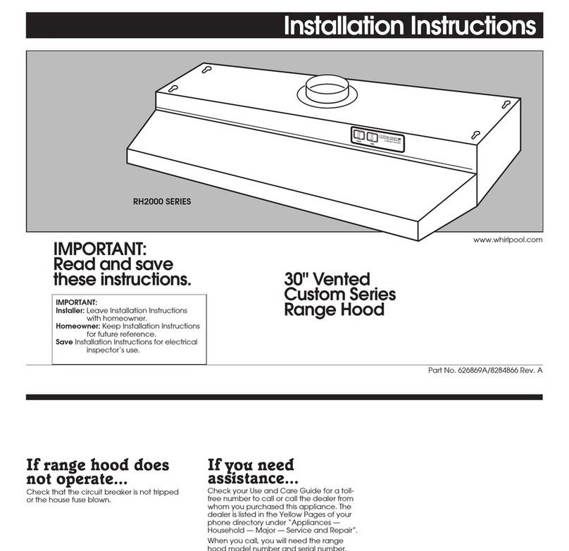Whirlpool RH2000 Series installation instructions