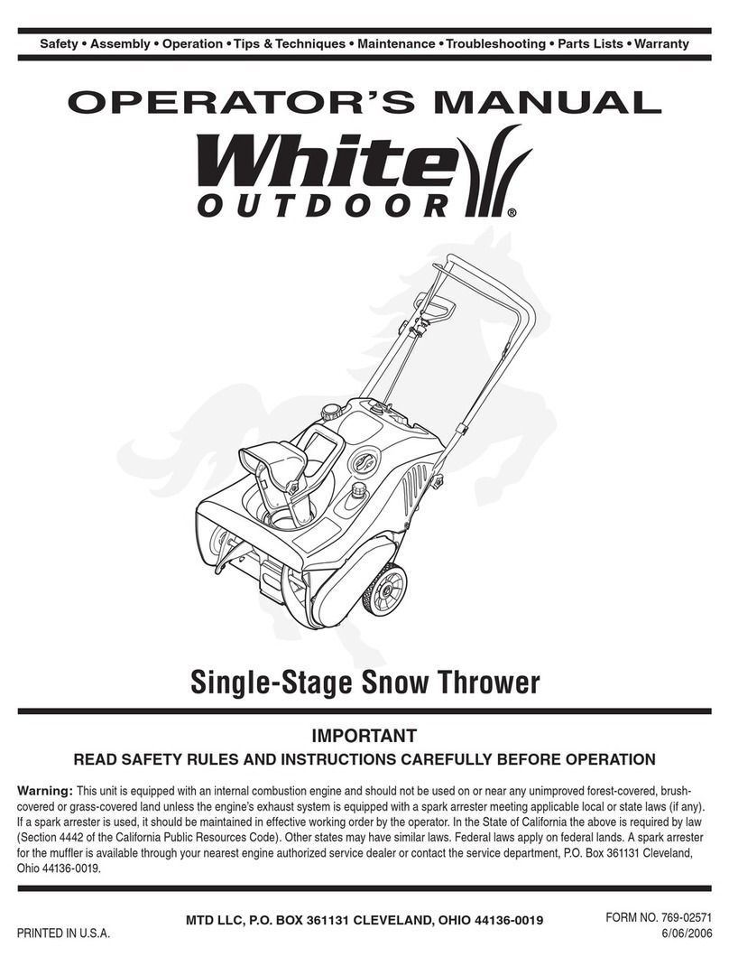 White Outdoor Single-Stage Snow Thrower Operator's manual