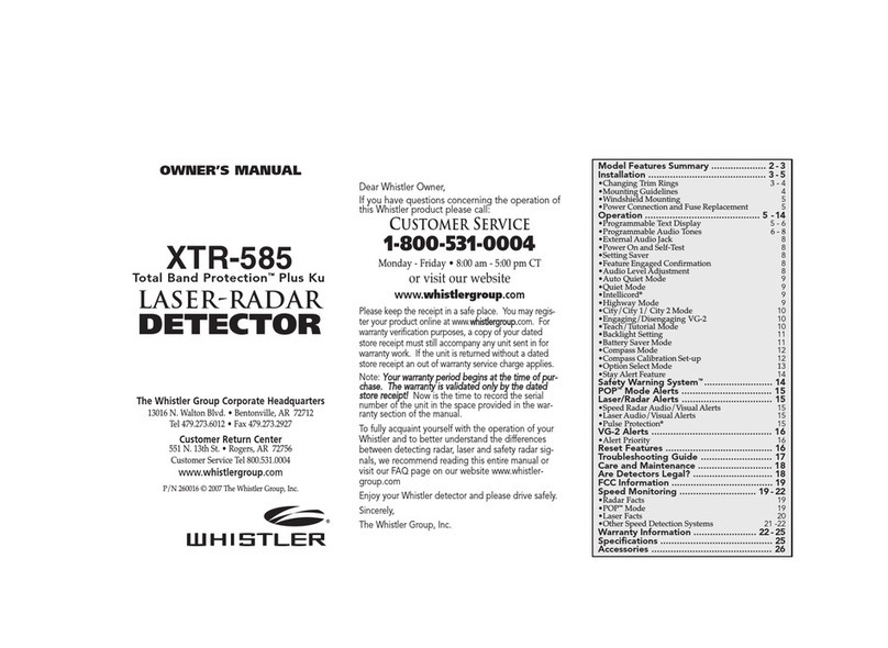 Whistler Detector Laser-Radar XTR-585 User manual Whistler Detector Laser-Radar XTR-585 User manual