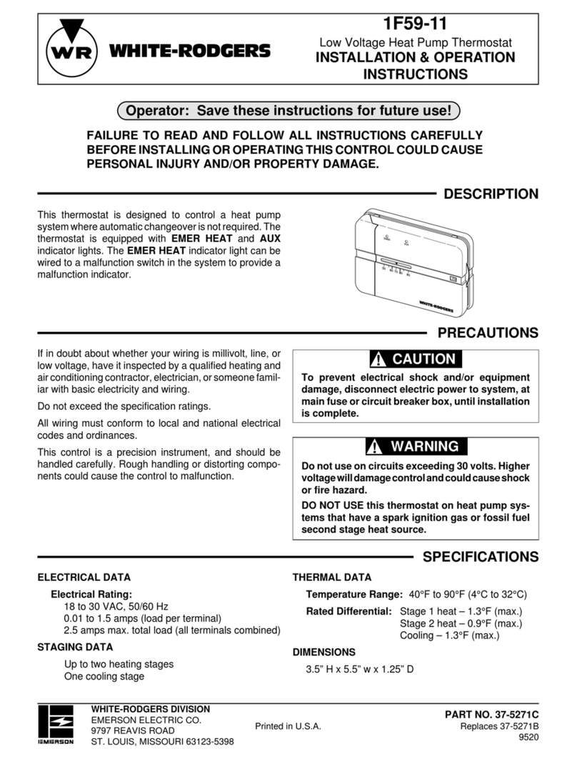 White Rodgers 1F59-11 Installation & operation instructions