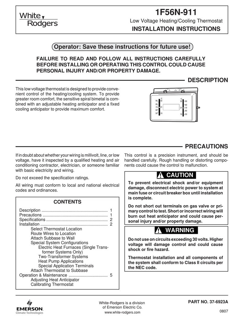 White Rodgers 1F56N-911 installation instructions