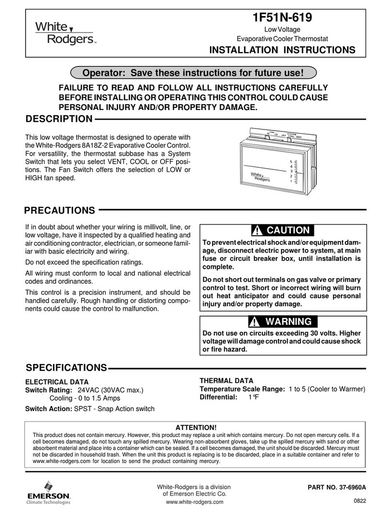 White Rodgers 1F51N-619 installation instructions