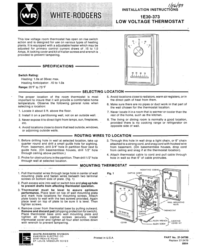 White Rodgers 1E30-373 installation instructions