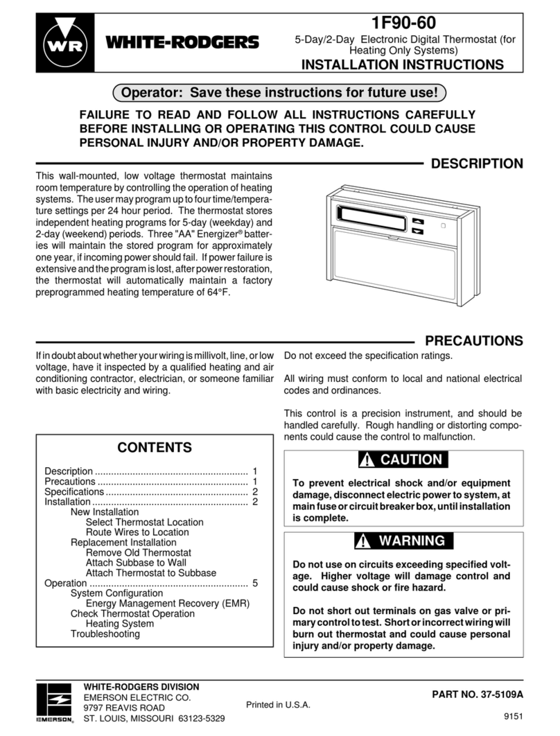 White Rodgers 1F90-60 installation instructions
