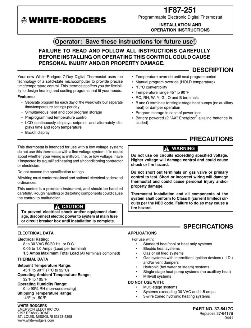 White Rodgers 1F87-251 Installation and operation instructions White Rodgers 1F87-251 Installation and operation instructions