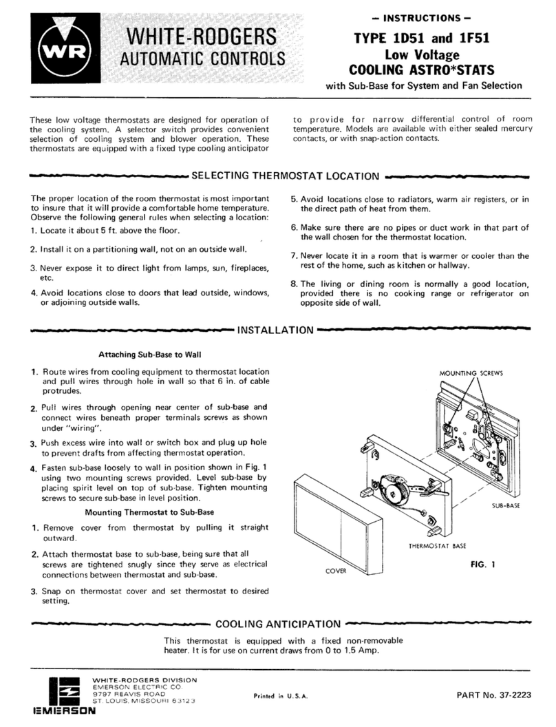 White Rodgers 1D51 user manual