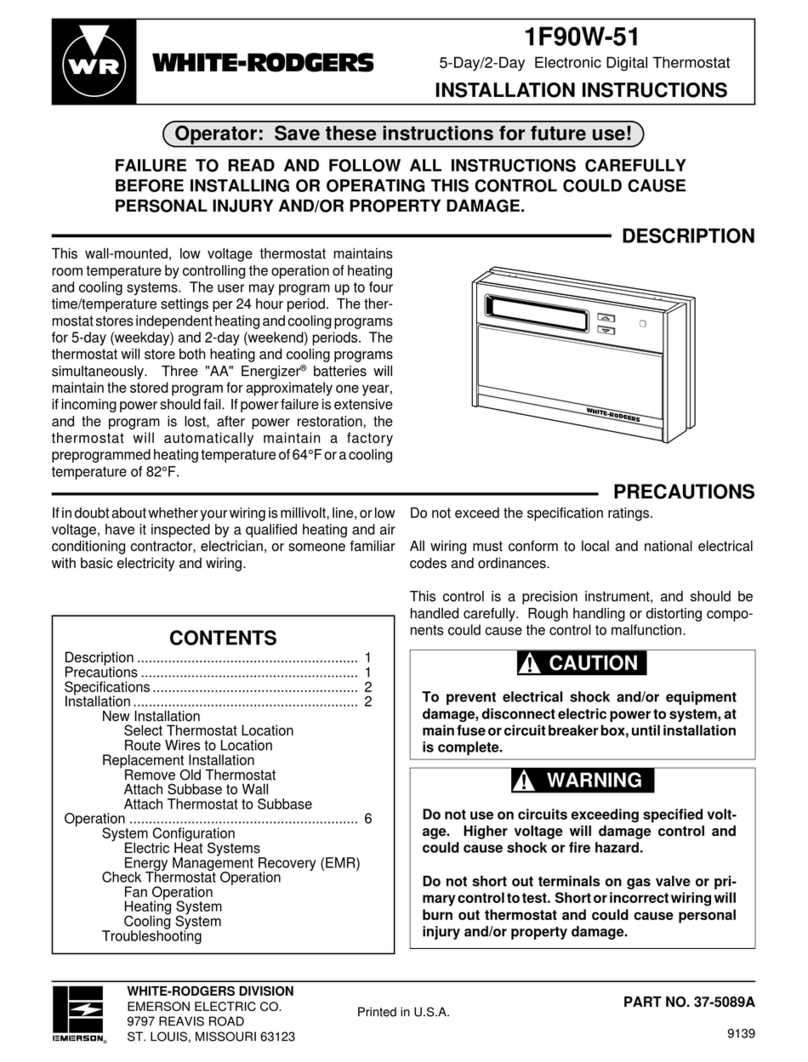 White Rodgers 1F90W-51 User manual