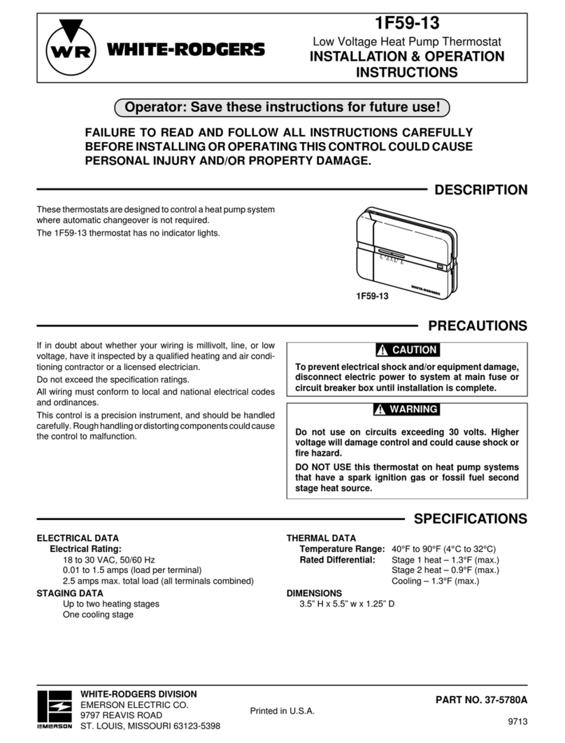 White Rodgers 1F59-13 Installation & operation instructions