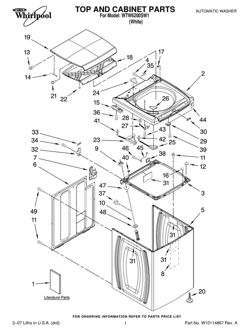 Whirlpool CABRIO WTW6200SW1 parts list