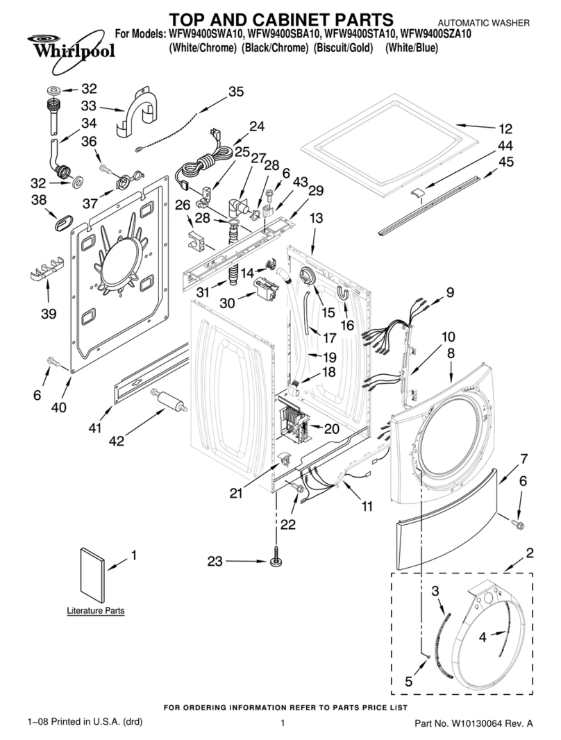 Whirlpool Duet WFW9400SBA10 cabinet parts