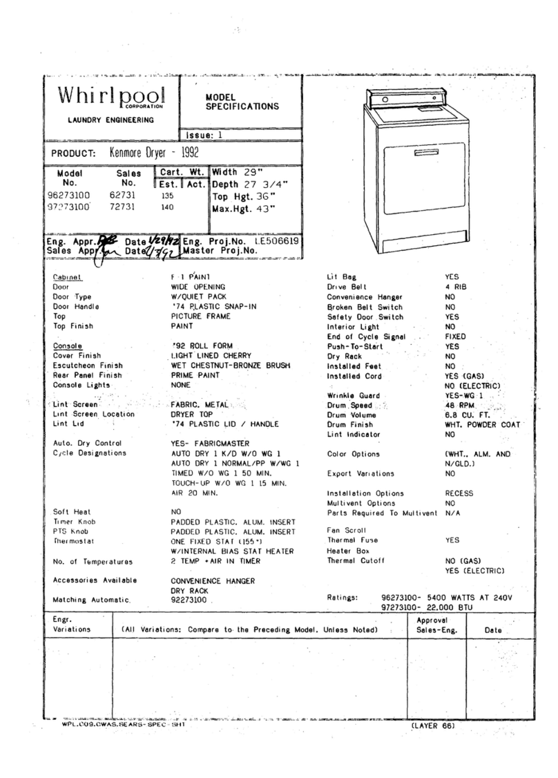 Whirlpool 96273100 user manual
