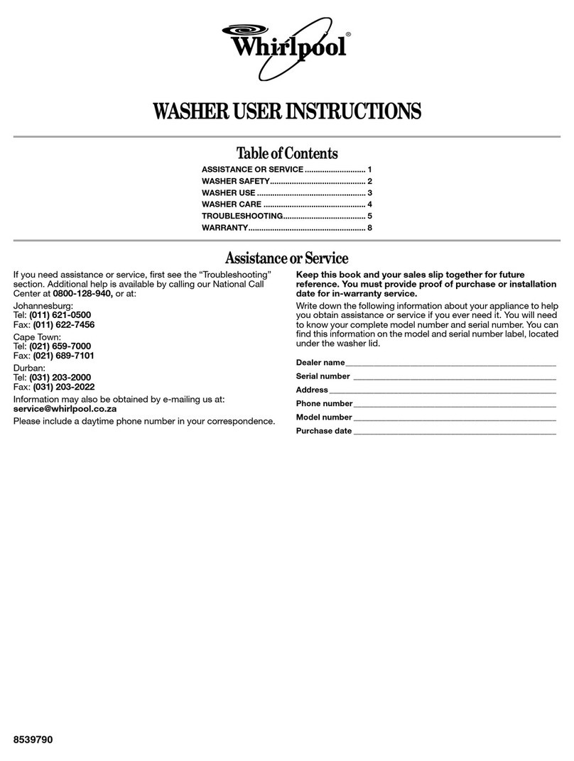 Whirlpool WASHER User instructions