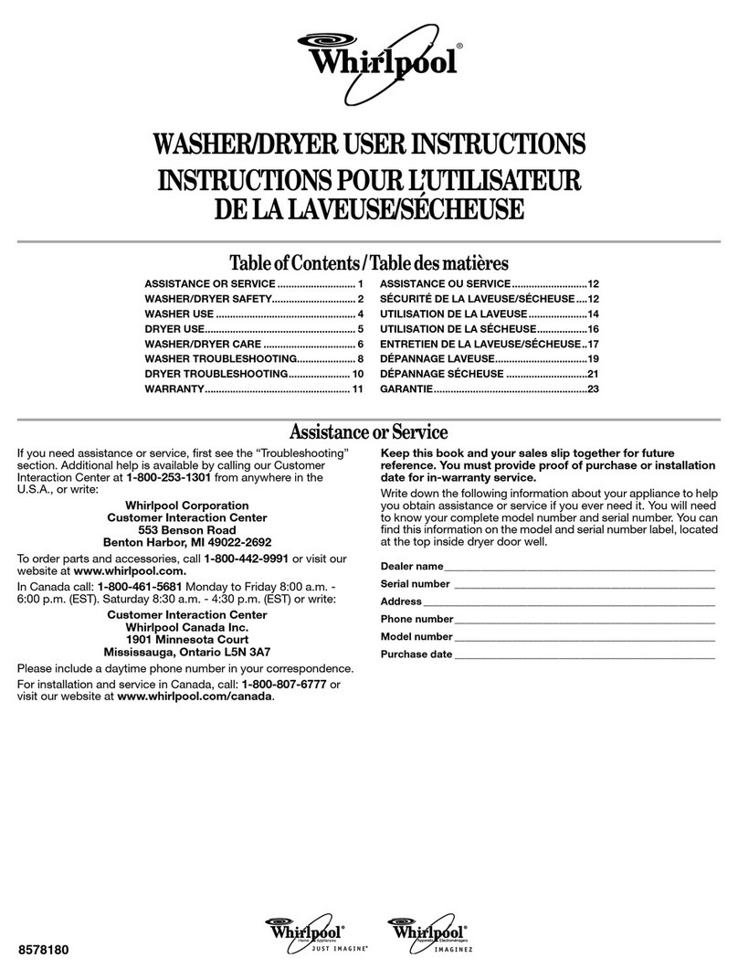 Whirlpool W10196553A User manual