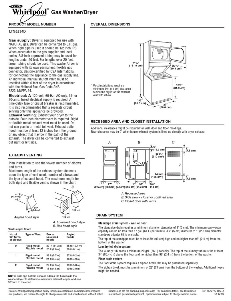 Whirlpool THIN TWIN LTG6234D Service manual