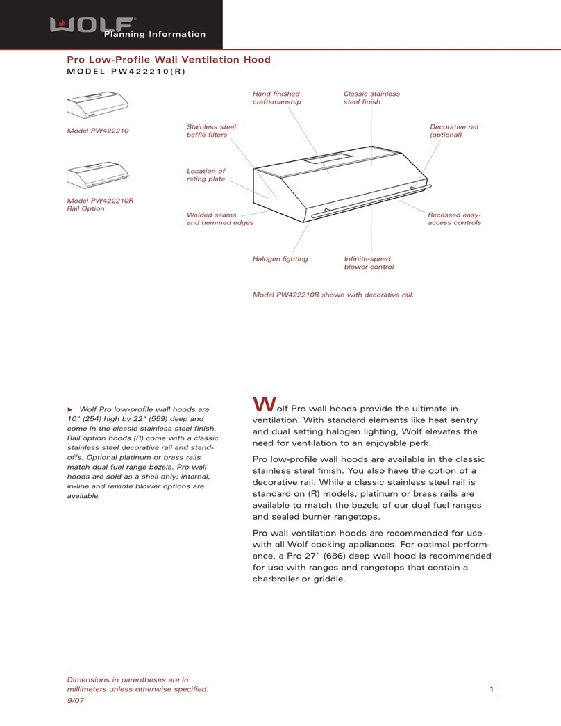 Wolf PW422210 Planning information Wolf PW422210 Planning information