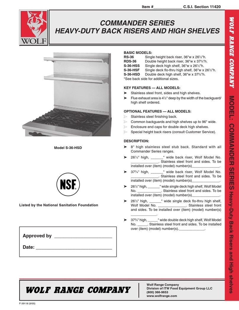Wolf Heavy-Duty Back Risers and High Shelves... Specification sheet Wolf Heavy-Duty Back Risers and High Shelves... Specification sheet