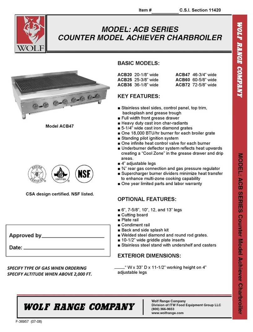 Wolf Counter Model Achiever Charbroiler ACB... Specification sheet
