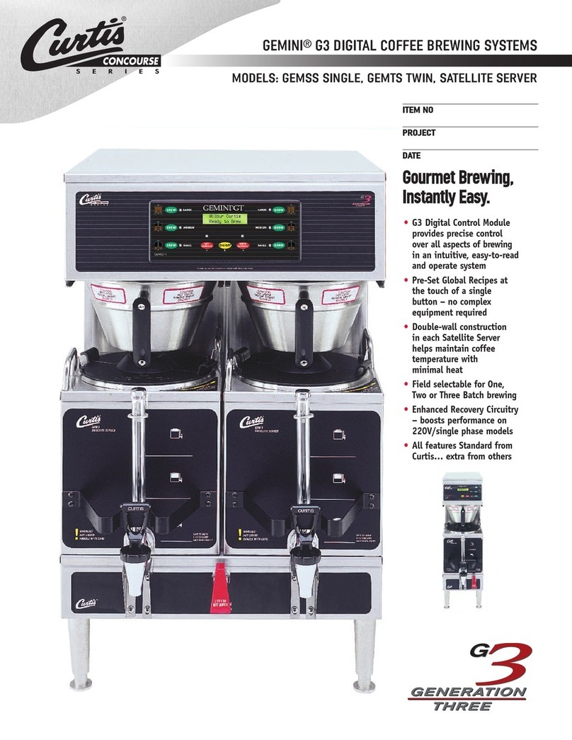 Curtis MILANO G3 Specification sheet