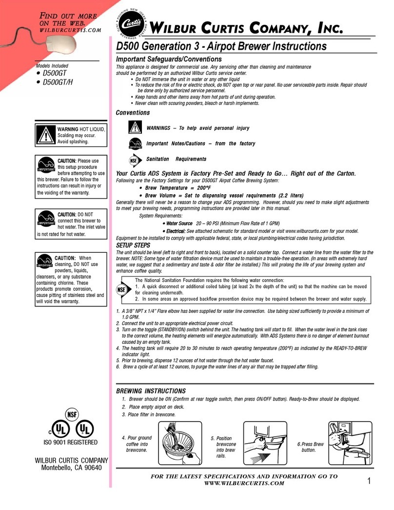 Wilbur Curtis Company D500GT User manual Wilbur Curtis Company D500GT User manual