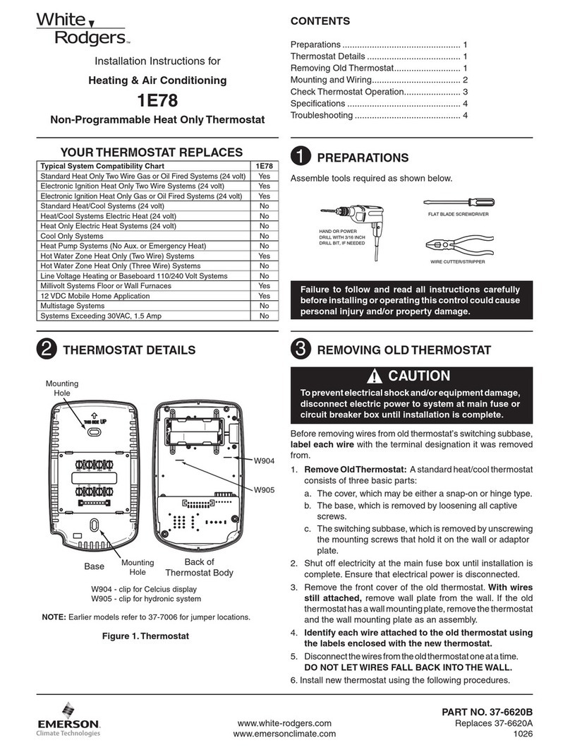 White Rodgers EMERSON 1.00E+78 installation instructions
