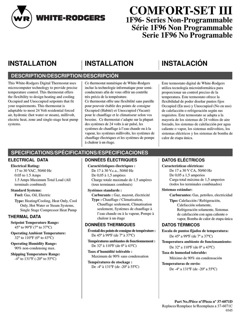 White Rodgers 1F96 Series User manual