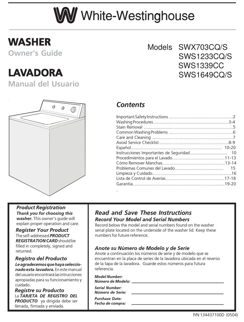 White-Westinghouse SWS1233CQ/S owner's guide
