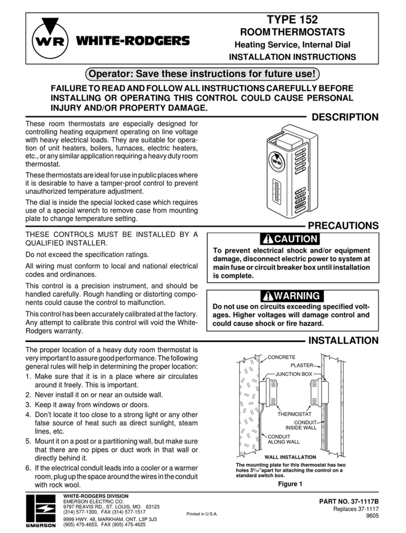 White Rodgers TYPE 152 installation instructions